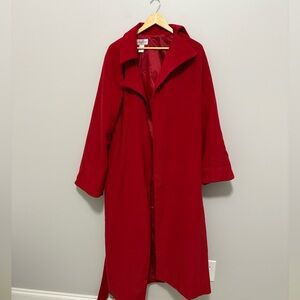 Newport News Classic Old Money Luxury Winter Red Trench Coat Size 12